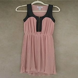 Pleated, faux leather dress